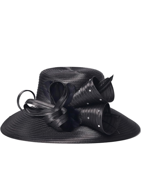Elegant Black Wide-Brim Floral Accent Women\'s Hat main image 5